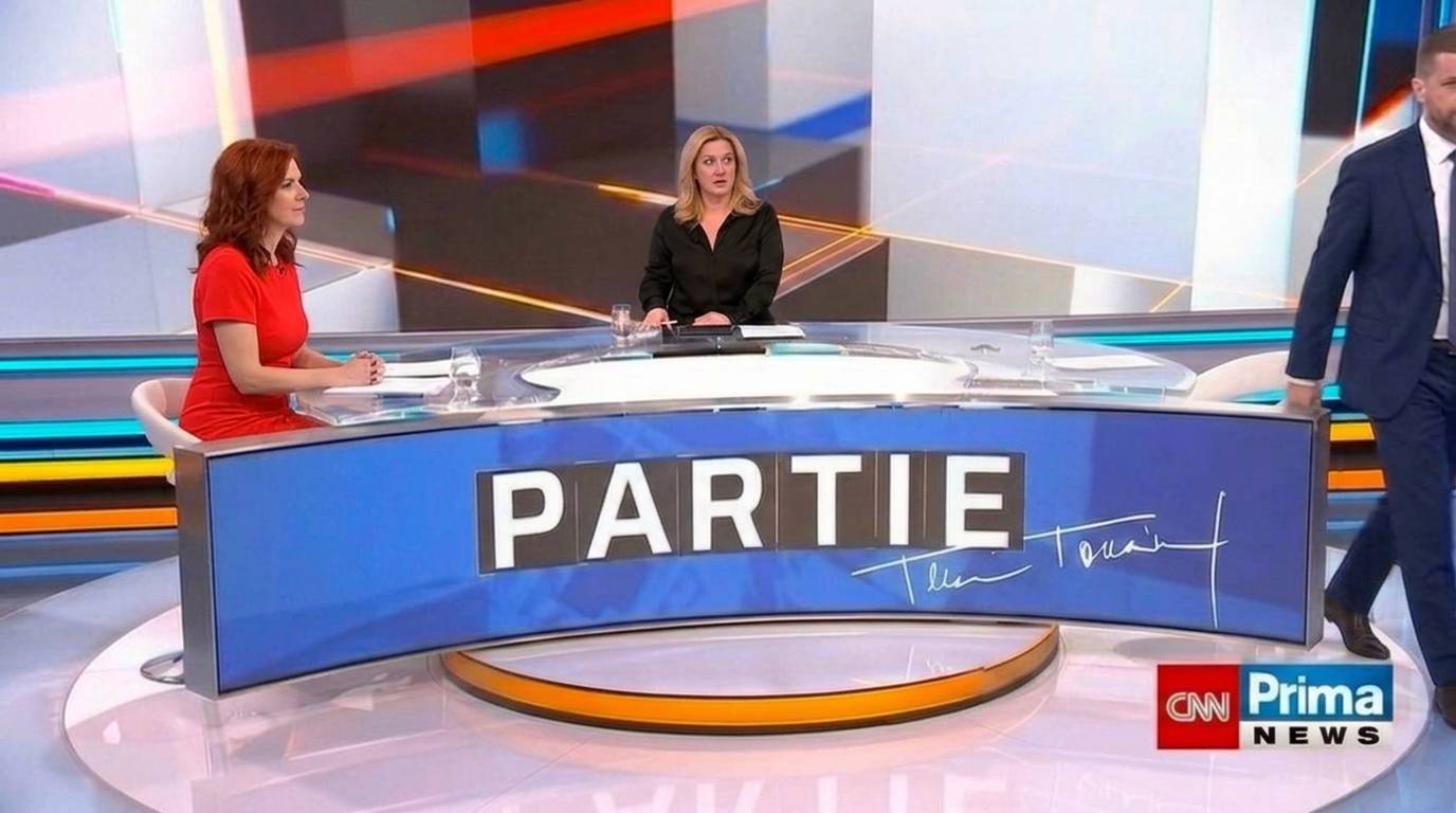 Prázdná židle po odchodu guvernéra ze studia